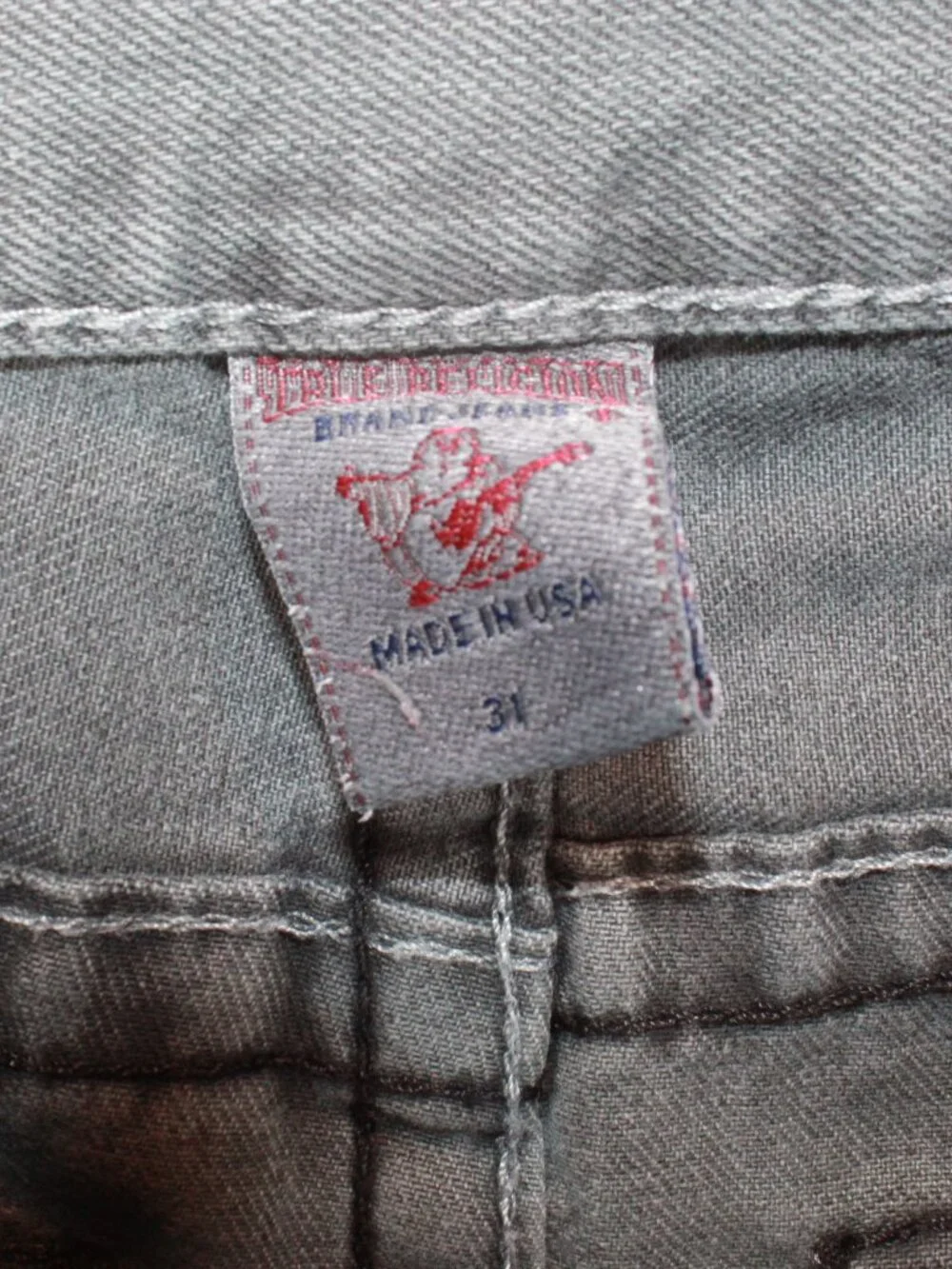 NWT True Religion Mens Bootcut Jeans PX Black Grey Flap Pocket Size 31